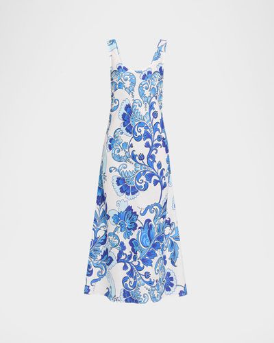 Johnny Was Embroidered Floral Linen Tank Top