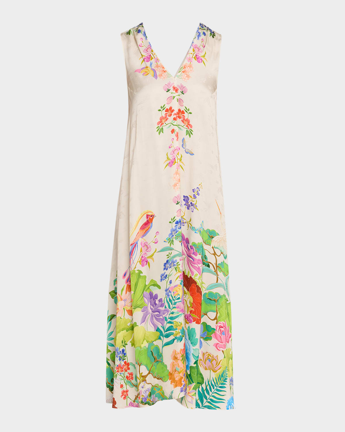 Johnny Was Eva Bias-Cut Floral Midi Dress