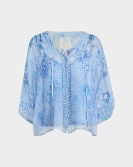 Johnny Was Harlyn Floral-Print Silk Blouse