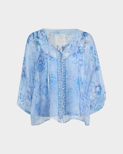 Johnny Was Harlyn Floral-Print Silk Blouse