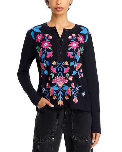 Johnny Was Johnny Was Embroidered Henley Top
