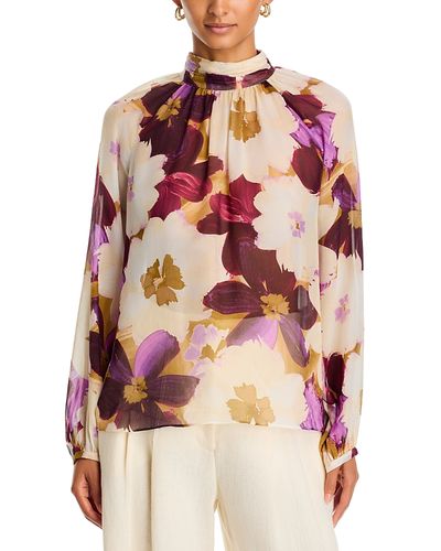 Johnny Was Johnny Was Geovana Keyhole Mockneck Floral Silk Blouse