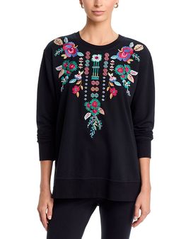 Johnny Was Johnny Was High Low Crewneck Cotton Sweatshirt