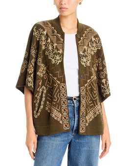Johnny Was Johnny Was Josiy Embroidered Button Front Poncho