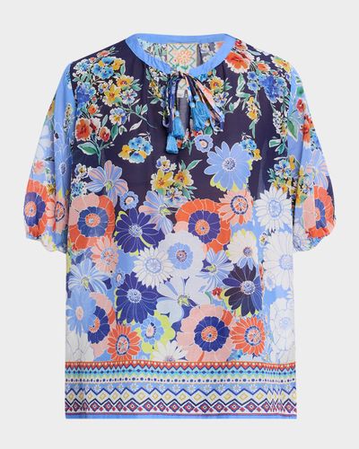 Johnny Was Margot Tasseled Floral-Print Blouse