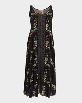 Johnny Was Mia Embroidered Midi Slip Dress