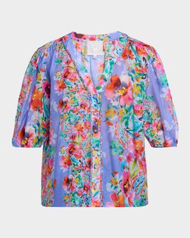 Johnny Was Mirrian Floral Cotton-Silk Blouse