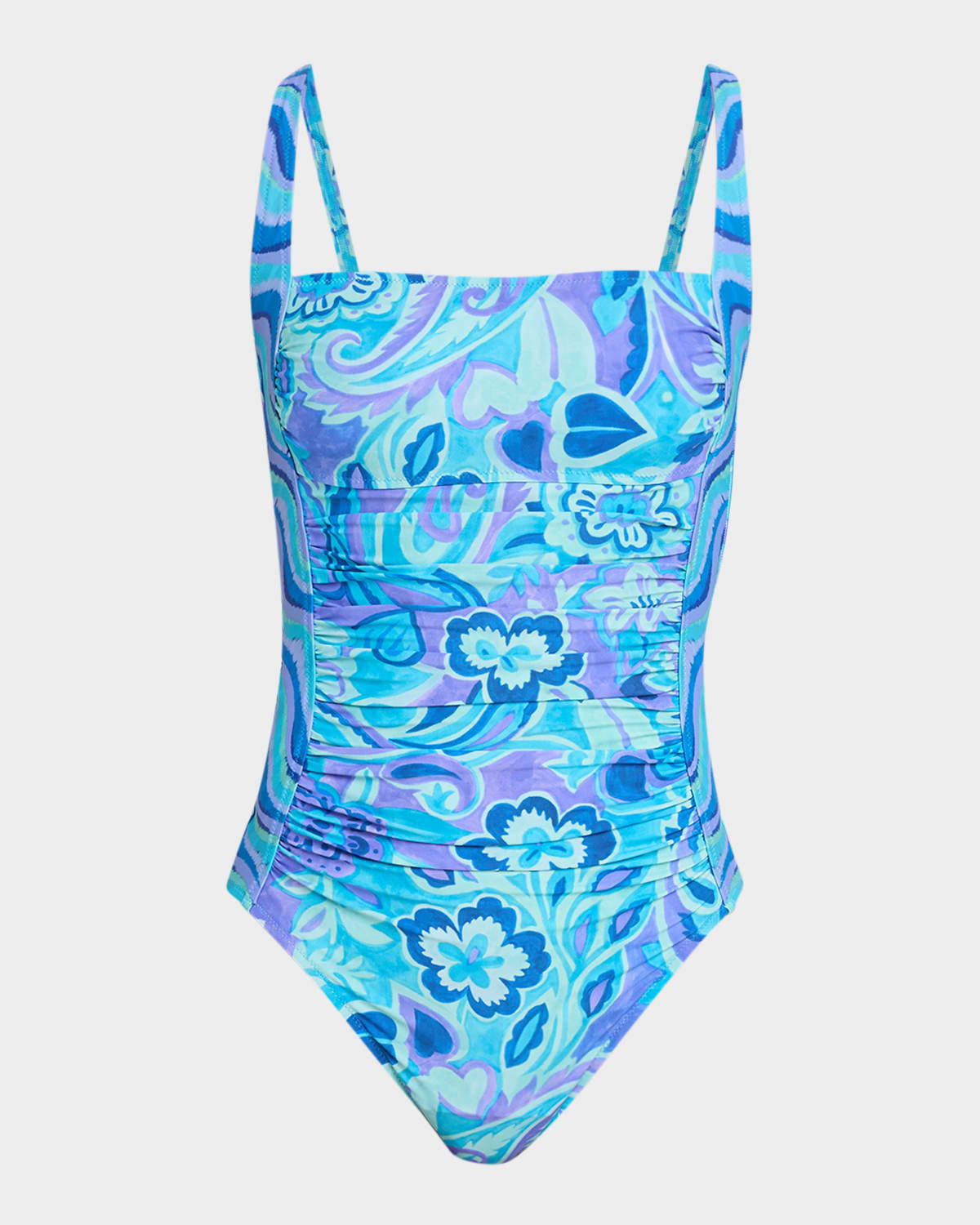 Johnny Was Mulla Marilyn Ruched One-Piece Swimsuit