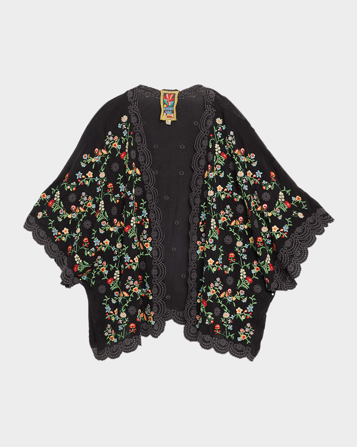 Johnny Was Roseum Floral-Embroidered Short Kimono