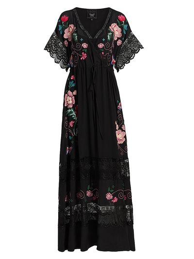 Johnny Was Women's Adeline Amapola Embroidered Silk Maxi Dress