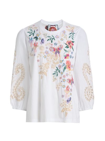 Johnny Was Women's Arva Embroidered Cotton Blouse
