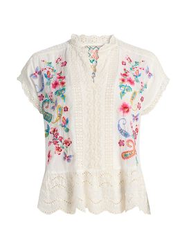 Johnny Was Women's Astrud Romana Embroidered Floral Blouse