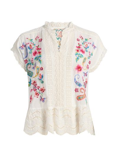 Johnny Was Women's Astrud Romana Embroidered Floral Blouse
