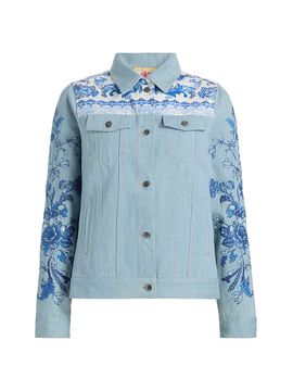 Johnny Was Women's Bandana Denim Jacket