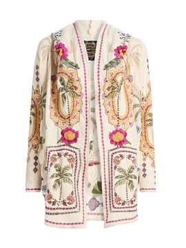 Johnny Was Women's Biya Hooded Embroidered Cotton Cardigan