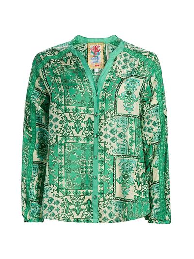 Johnny Was Women's Ellen Printed Silk Button-Front Shirt