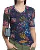Johnny Was Women's Floral Mesh V-Neck Top - 6