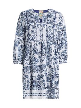 Johnny Was Women's Jaden Piped Yoke Tiered Minidress