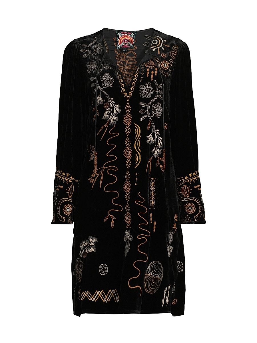 green emerald velvet dress Johnny Was Womens Ardell Velvet Boho Silk-Blend Midi Dress, S, Black at  Amazon Women's Clothing store main image 0