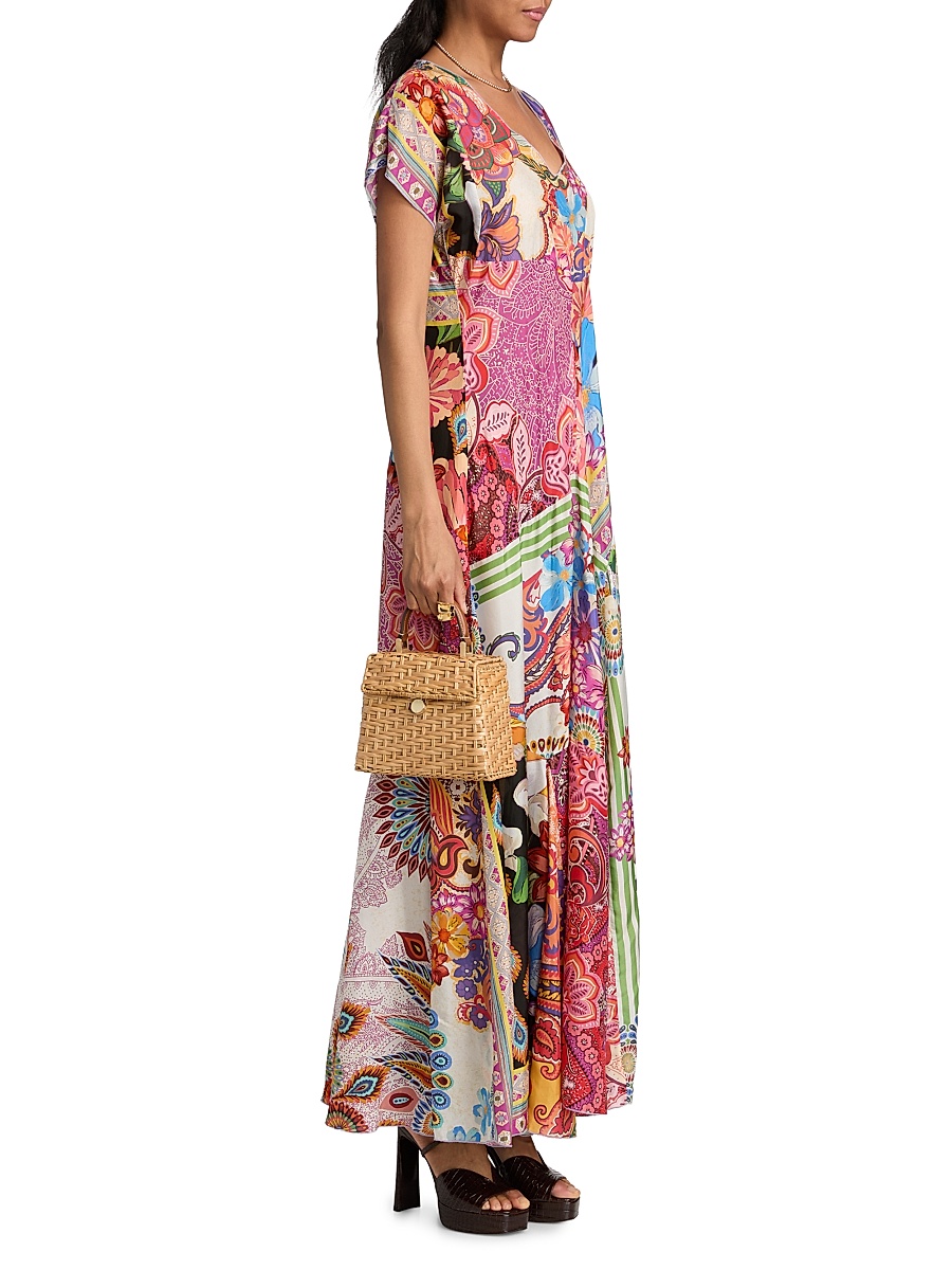 Johnny Was - Women's Magnolia Patchwork Silk Maxi Dress Johnny Was - Women's Magnolia Patchwork Silk Maxi Dress