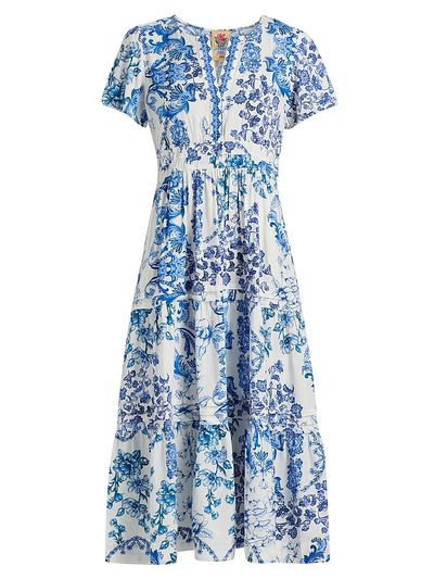 Johnny Was Women's Pintuck Tiered Midi-Dress
