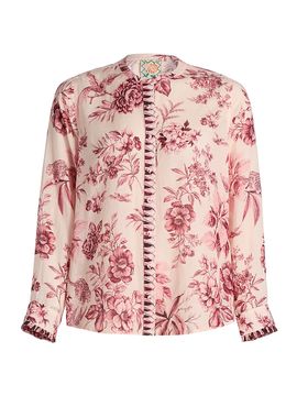 Johnny Was Women's Printed Ruffle-Cuff Blouse