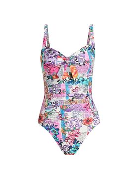 Johnny Was Women's Roseum Ruched Floral One-Piece Swimsuit