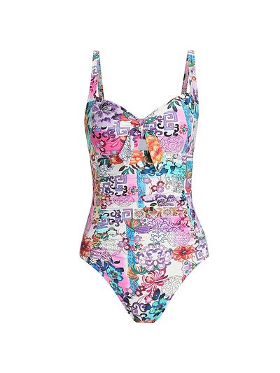 Johnny Was Women's Roseum Ruched Floral One-Piece Swimsuit