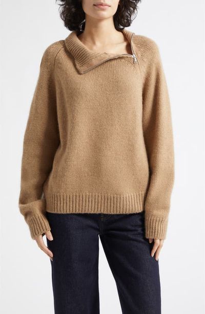 Johnstons of Elgin Johnstons of Elgin Millis Asymmetric Cashmere & Cotton Quarter Zip Sweater