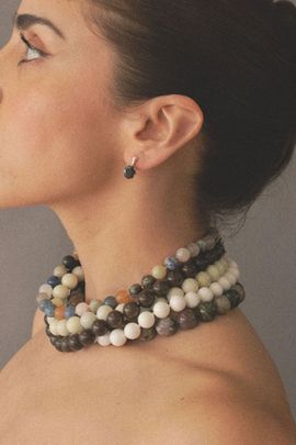 Joiana Jewelry Joiana Jewelry The Romy Earrings in Onyx/White Silver, Women's at Urban Outfitters