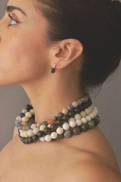 Joiana Jewelry Joiana Jewelry The Romy Earrings in Onyx/White Silver, Women's at Urban Outfitters