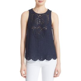 Joie Joie 'Encycllia' Sleeveless Linen Eyelet Top