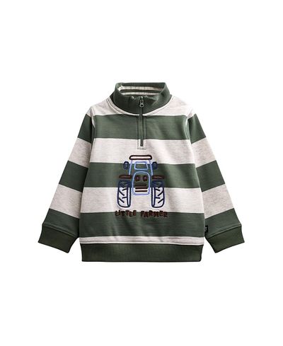 Jojo Maman Bebe JoJo Maman Bebe Boys' Embroidered Half Zip Neck Sweatshirt