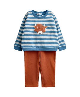 Jojo Maman Bebe JoJo Maman Bebe Boys' Highland Cow Sweatshirt & Trouser Set