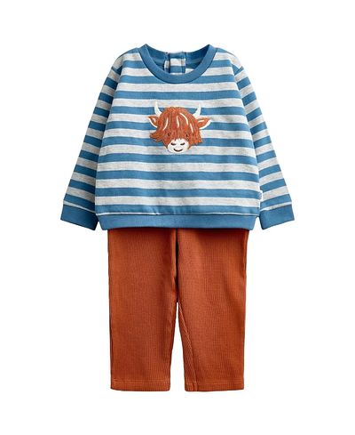 Jojo Maman Bebe JoJo Maman Bebe Boys' Highland Cow Sweatshirt & Trouser Set