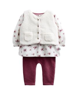 Jojo Maman Bebe JoJo Maman Bebe Girls' 3-piece Gilet Top and Bottoms Set