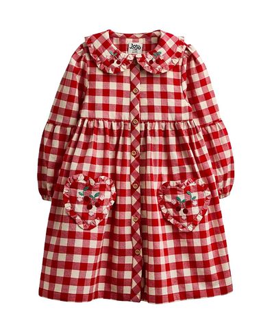 Jojo Maman Bebe JoJo Maman Bebe Girls' Embroidered Heart Pocket Collared Dress