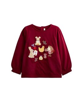 Jojo Maman Bebe JoJo Maman Bebe Girls' Long Sleeve Applique Button Back Top