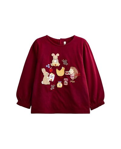 Jojo Maman Bebe JoJo Maman Bebe Girls' Long Sleeve Applique Button Back Top
