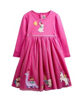 Jojo Maman Bebe JoJo Maman Bebe Girls' Long Sleeve Applique Tulle Dress
