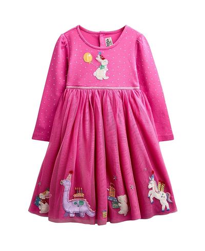 Jojo Maman Bebe JoJo Maman Bebe Girls' Long Sleeve Applique Tulle Dress