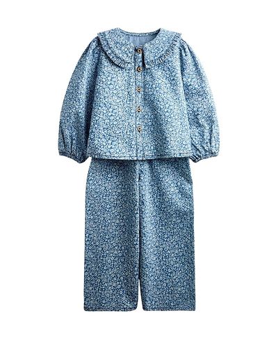 Jojo Maman Bebe JoJo Maman Bebe Girls' Printed Denim Shirt and Trouser Set