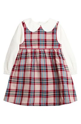 JOJO MAMAN BEBE JOJO MAMAN BEBE Plaid Cotton Pinafore Dress & Shirt Set