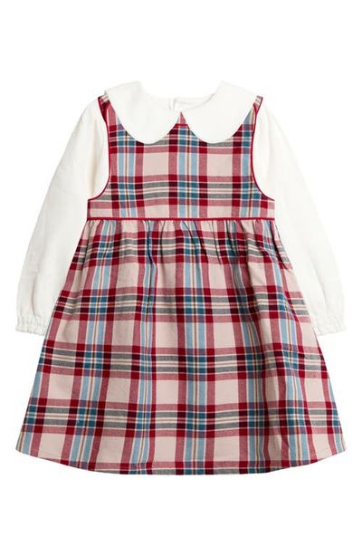 JOJO MAMAN BEBE JOJO MAMAN BEBE Plaid Cotton Pinafore Dress & Shirt Set