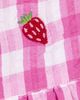 JOJO MAMAN BEBE JOJO MAMAN BEBE Strawberry Embroidered Gingham Cotton Seersucker Romper - 3