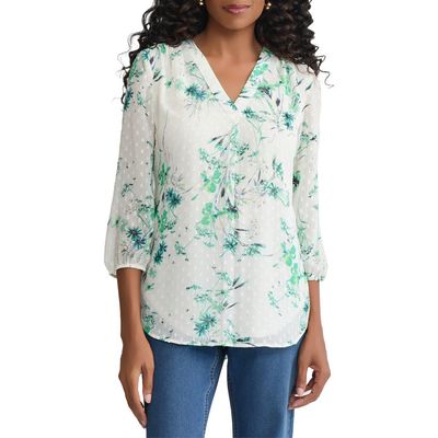 Jones New York Jones New York Clip Dot Chiffon Top