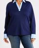 Jones New York Jones New York Contrast V-Neck Long Sleeve Top - 1