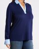 Jones New York Jones New York Contrast V-Neck Long Sleeve Top - 3