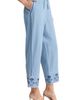 Jones New York Jones New York Embroidered Border High Waist Crop Wide Leg Drawstring Jeans - 3