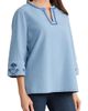 Jones New York Jones New York Embroidered Cotton Chambray Top - 3
